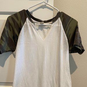 Women's Camo and White Tee (Medium)